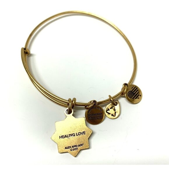 Alex and Ani Healing Love Charm Bracelet Shiny Gold Finish 2"- 3.5" - Picture 2 of 2
